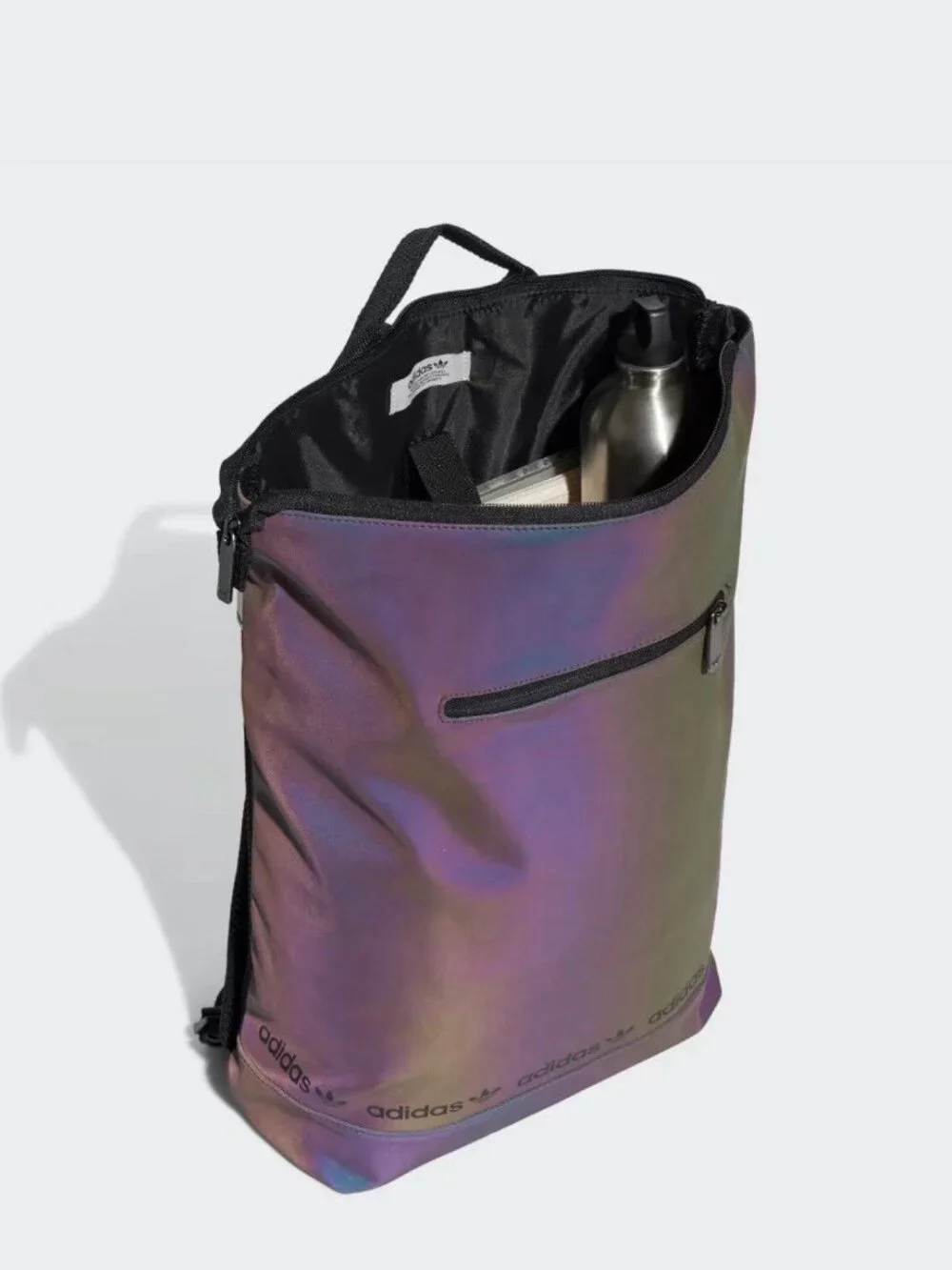 Adidas Top Load Reflective Backpack In An Oil Slick Colorway New